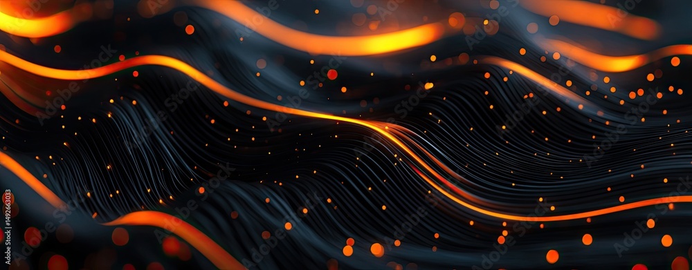 Poster abstract waves of dark and bright orange flow seamlessly across the image. creating a dynamic and vi