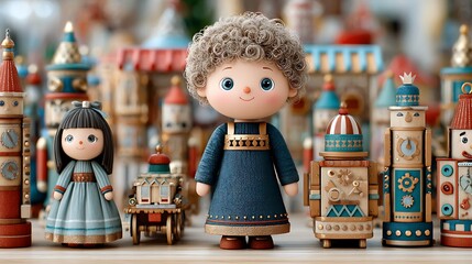 Charming Steampunk Toys in a Retro Pop Style Featuring Mechanical Characters