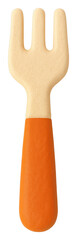 Beige And Orange Plastic Toddler Fork On Transparent Background