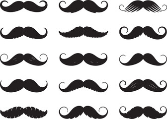 Collection of various mustache silhouettes