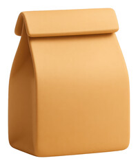 Beige Paper Lunch Bag on Transparent Background