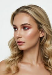 Naklejka premium Scandinavian Woman Close-Up Beauty with Natural Glow