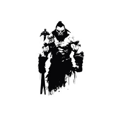 vector illustration of a silhouette of a knight warrior man