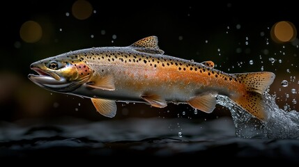 Obraz premium Majestic trout leaps in water