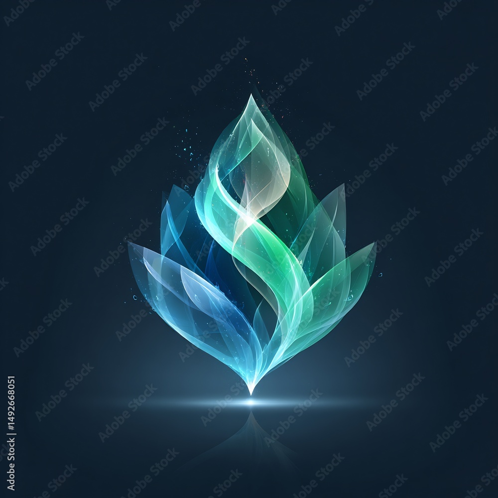 Poster abstract ethereal botanical form with luminosity emanating from below center