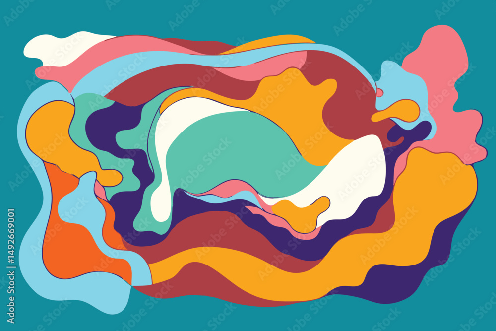 Poster abstract colorful wavy shapes with smooth lines and soft textures vector illustration