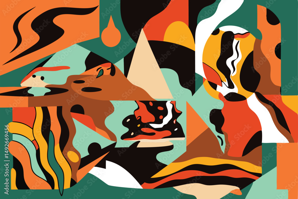 Aufkleber abstract composition of geometric shapes with bold colors and transparency suitable for design