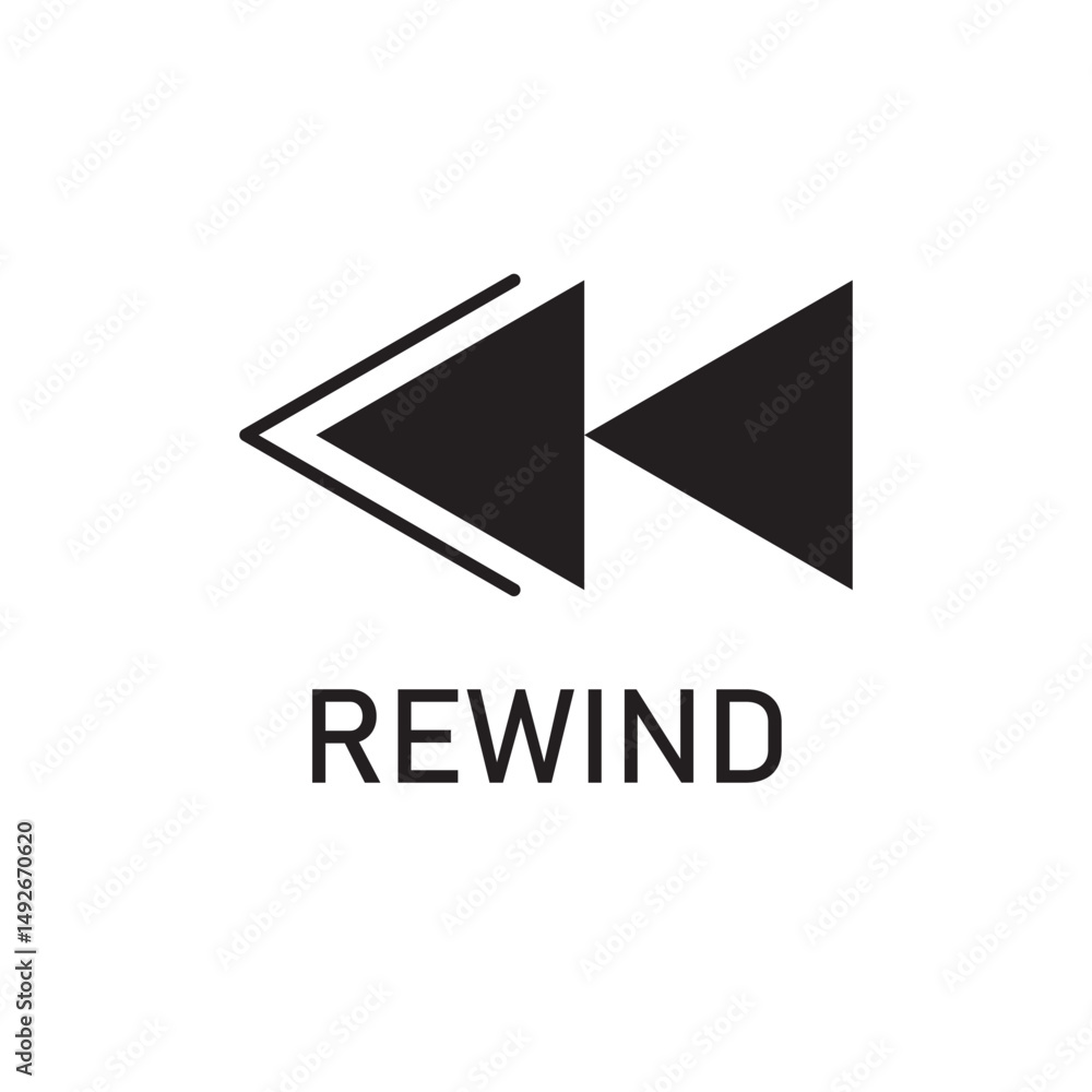 Poster rewind button icon vector for ui designs, skip previous icon sign vector