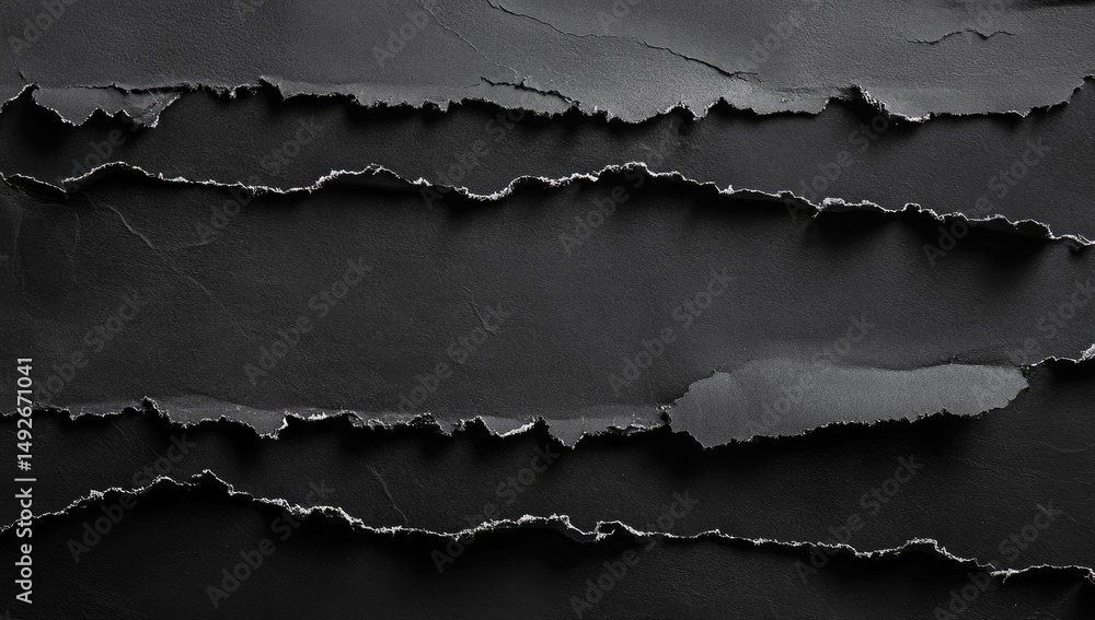Poster torn pieces of textured white paper on a dark. textured background. creating a contrast that highlig