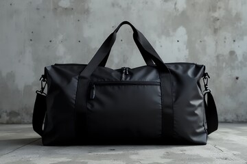 Black-duffel-bag-gym-travel-sports-weekender-luggage-stylish-design