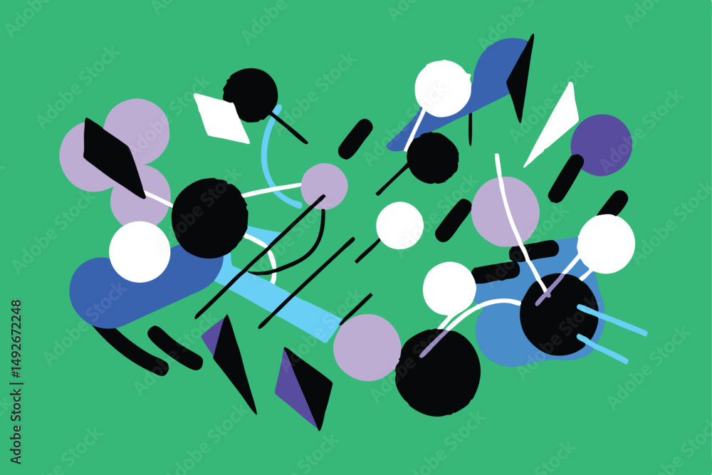 Poster abstract geometric composition in vivid colors with transparency for modern design projects