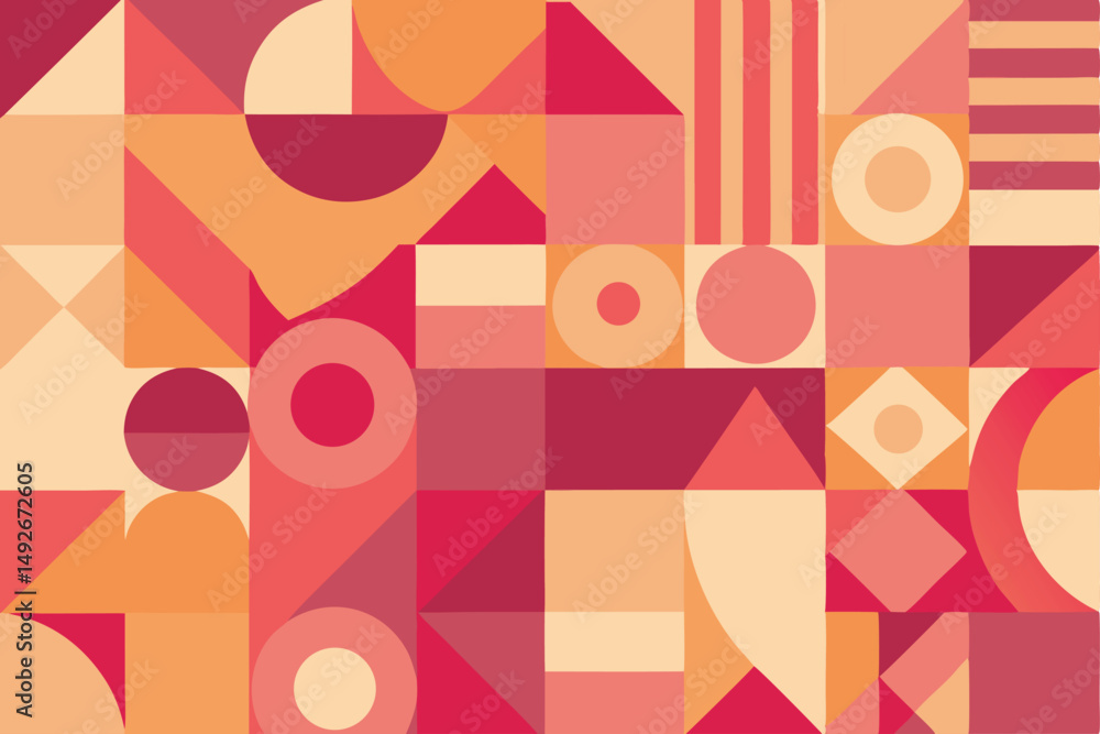Poster abstract geometric composition in warm tones with transparency suitable for design projects