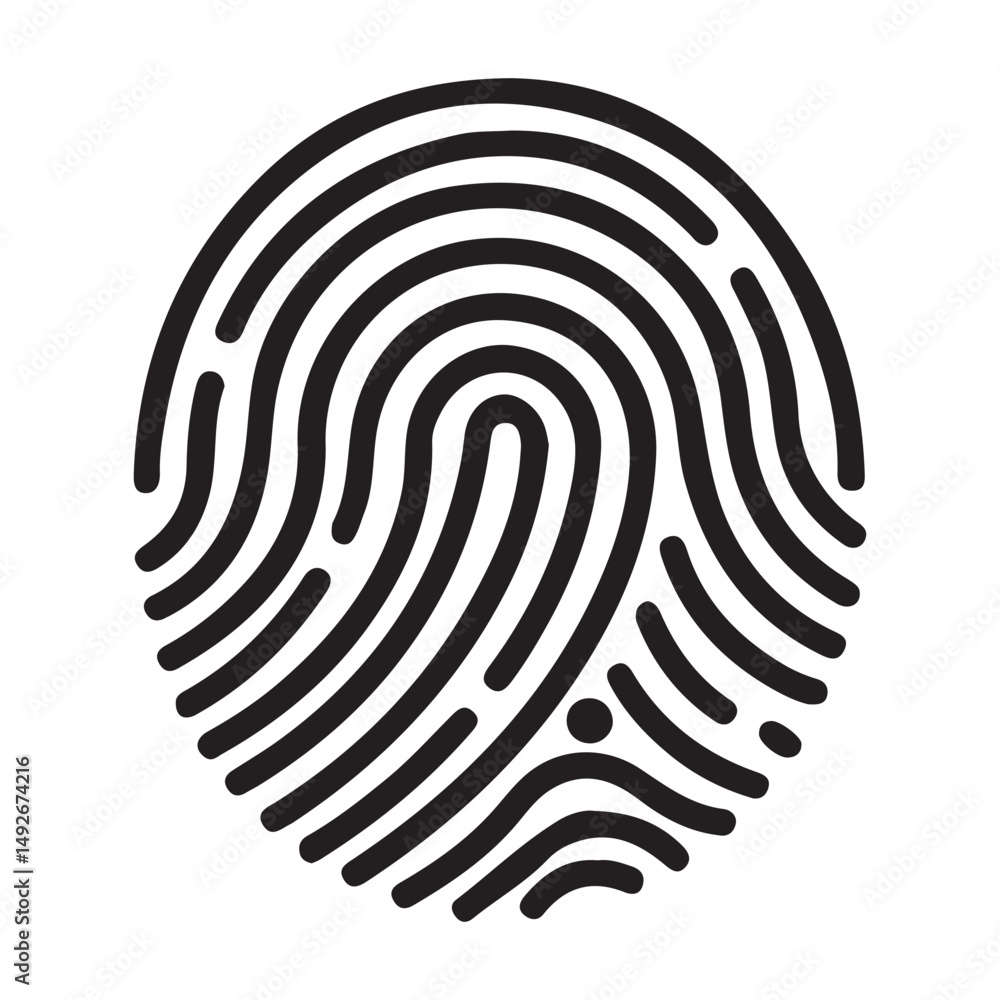 Poster finger print fingerprint lock secure security logo vector icon on transparent background