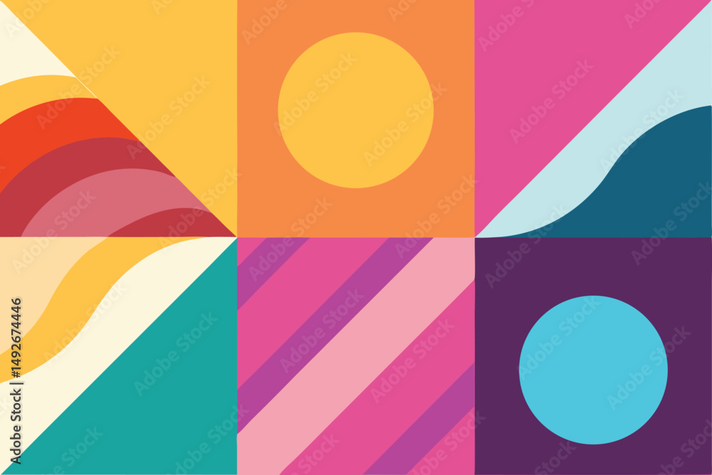 Poster abstract geometric design with colorful shapes and transparent background for creative projects
