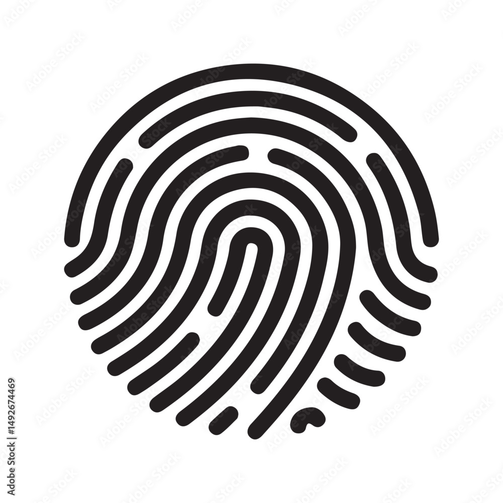 Poster finger print fingerprint lock secure security logo vector icon on transparent background
