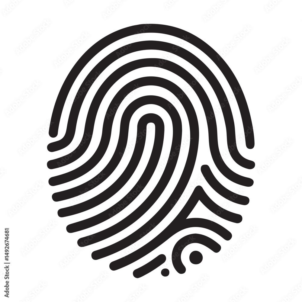 Poster finger print fingerprint lock secure security logo vector icon on transparent background
