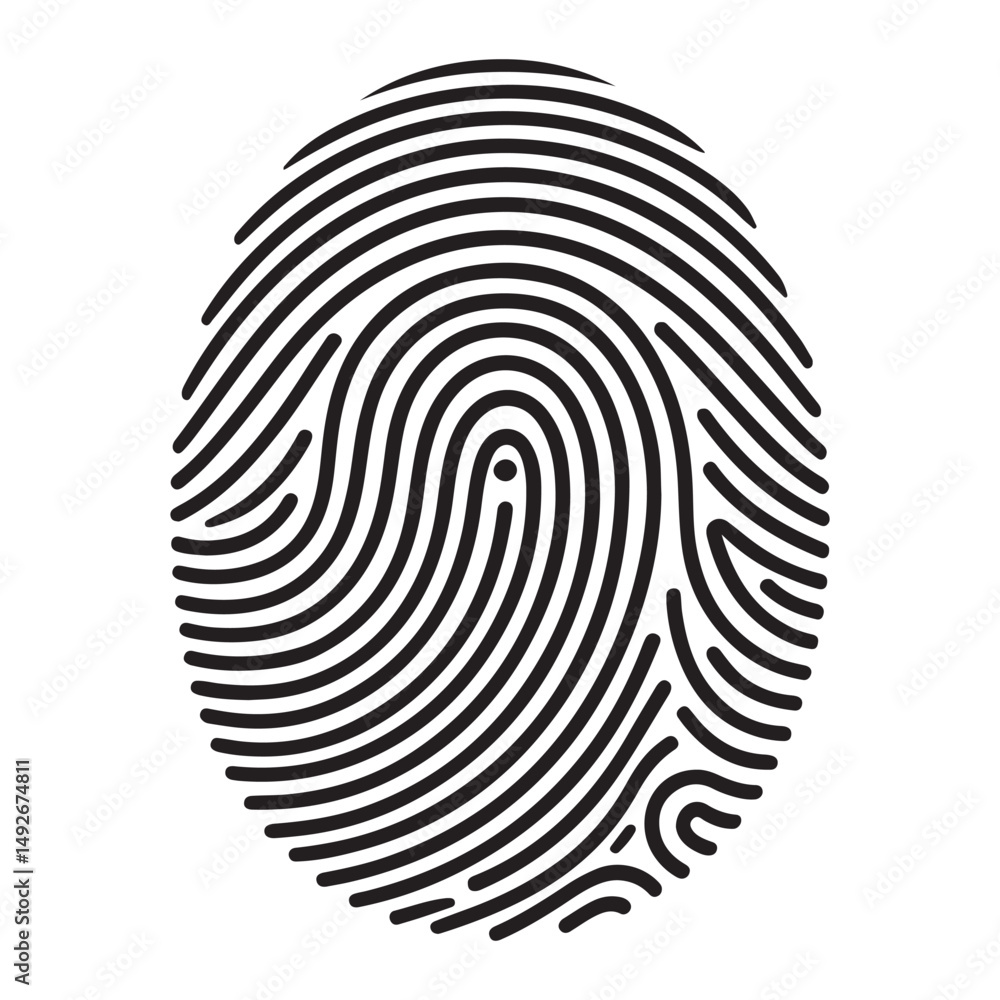Poster finger print fingerprint lock secure security logo vector icon on transparent background