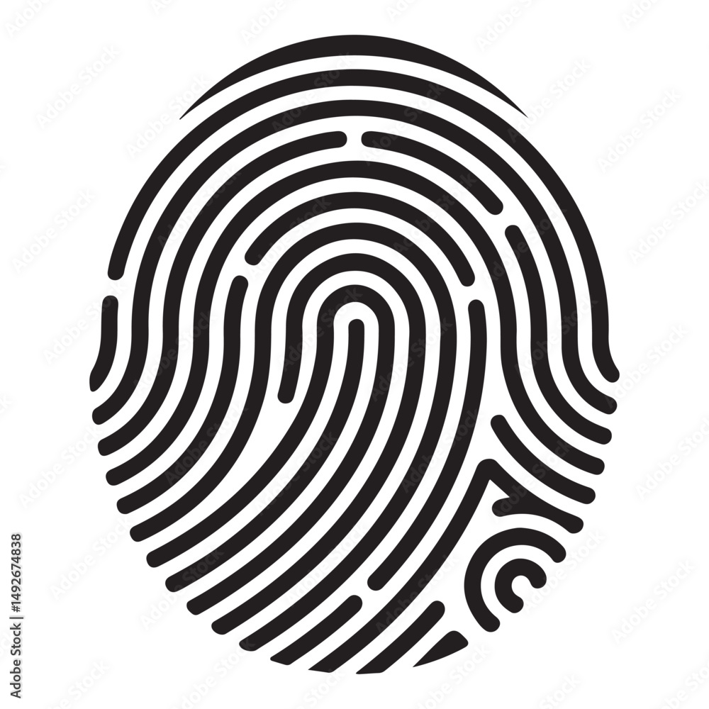 Poster finger print fingerprint lock secure security logo vector icon on transparent background
