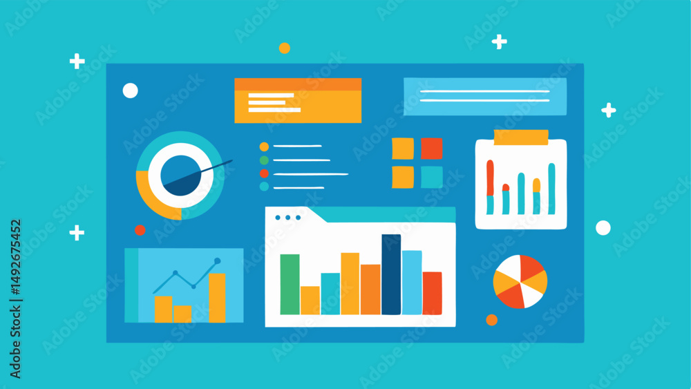 Poster colorful data dashboard analytics business charts graphs