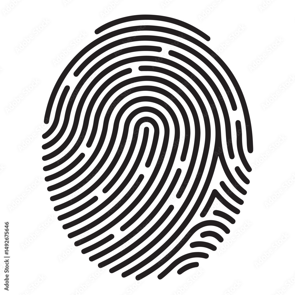 Poster finger print fingerprint lock secure security logo vector icon on transparent background