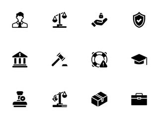 Professional Legal and Financial Black Silhouette Icon Set