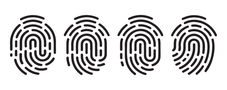 finger print fingerprint lock secure security logo vector icon on transparent background