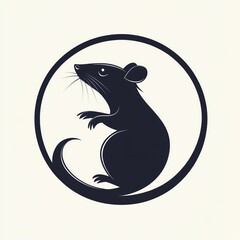 Naklejka premium Stylish Rodent Silhouette in Circular Frame A Charming Vector Illustration