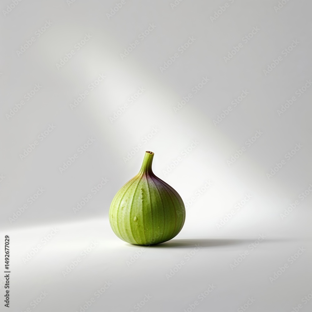 Poster green fig in natural light on a simple background highlighting its unique shape and texture