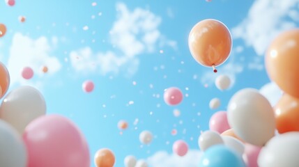 Fototapeta premium Colorful balloons floating in a light sky