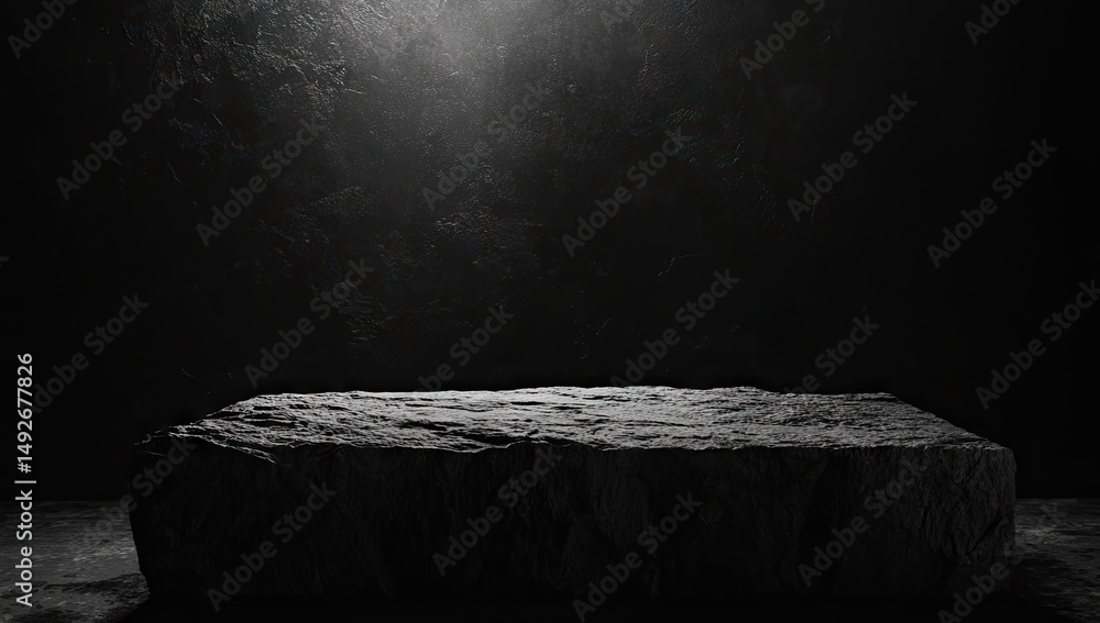Aufkleber a dark. textured stone slab is illuminated by dramatic lighting. showcasing its natural patterns and