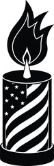 Patriotic USA Independence Day Candle Silhouette Bold Clean Vector Graphic