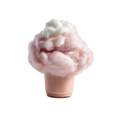Pink Cotton Candy on a Creamy Pink Drink in a Clear Cup