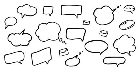 Obraz premium Various speech bubbles and envelopes in vector, doodle style.