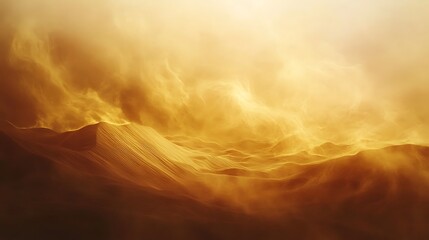 Golden mountains in a stormy haze