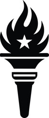 Bold Minimalist Torch Silhouette Classic Flame Design for Independence Day