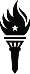 Bold Minimalist Torch Silhouette Classic Flame Black Outline Independence Day Design