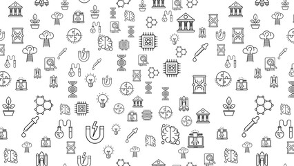 Science and technology icons seamless pattern on a white background vector illustration