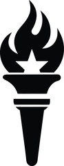 Bold Minimalist Torch Silhouette Classic Flame Design for Independence Day