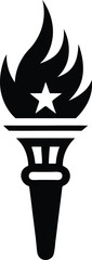 Bold Minimalist Torch Silhouette Classic Flame Design for Independence Day
