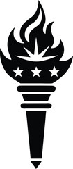 Bold Minimalist Torch Silhouette Classic Flame Design for Independence Day