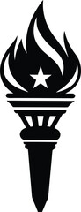 Bold Minimalist Torch Silhouette Classic Flame Design for Independence Day