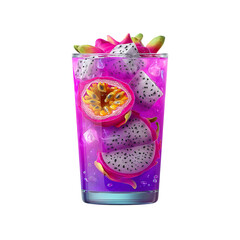 Obraz premium Refreshing Dragon Fruit and Passion Fruit Cocktail in Glass