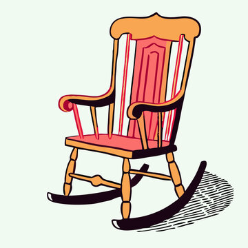 recommend clip art: Striped Red and Orange Rocking Chair Illustration