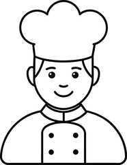 Happy Chef Cook Line Art Icon