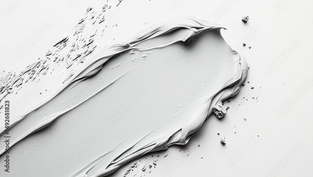 Poster a smooth. swirling application of light gray paint on a clean surface. showcasing texture and depth.
