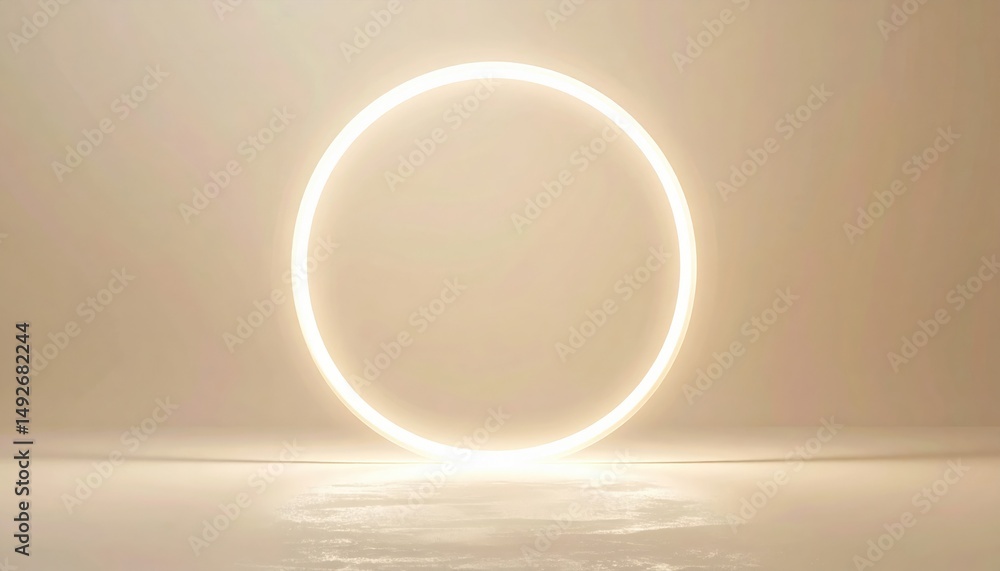 Poster illuminating circle display abstract setting digital art minimalistic environment aesthetic perspect