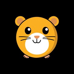 Adorable Hamster Illustration A Minimalist Design Featuring a Cheerful, Round-Faced Hamster Against a Black Background