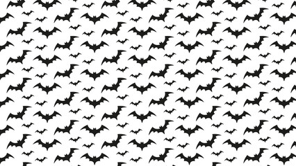Seamless pattern of black bats on a white background halloween themed design for fabric or wallpaper