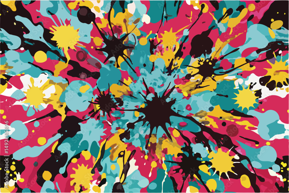 Poster colorful abstract splatter art with transparency perfect for diverse design applications