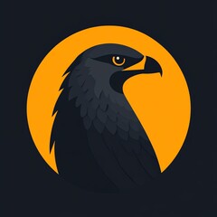 Fototapeta premium Majestic Hawk Silhouette Against a Vibrant Orange Sun, a Stunning Visual Masterpiece of Wildlife Art